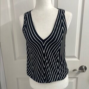 Max Studio Black and White Chevron Tank Top